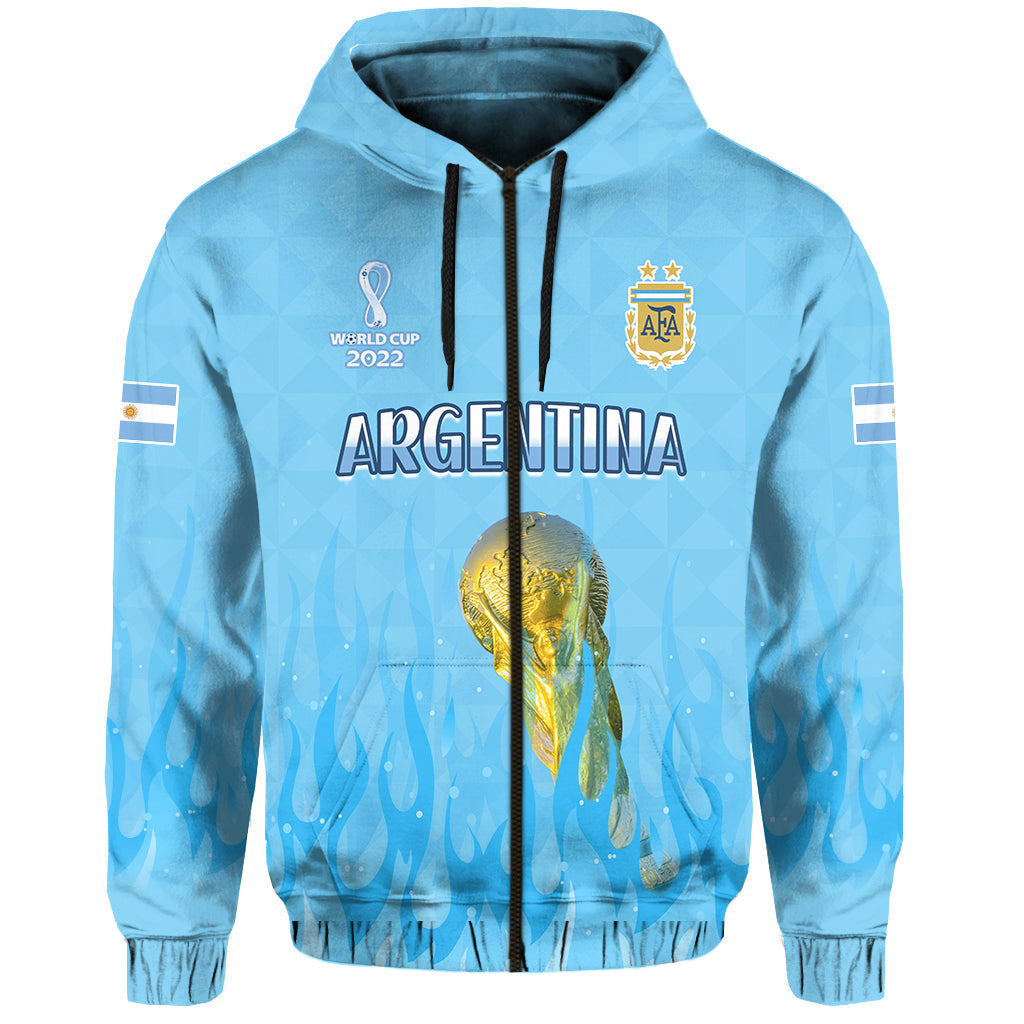 Custom Argentina Football Hoodie Vamos Sky Champions World Cup Fire LT13