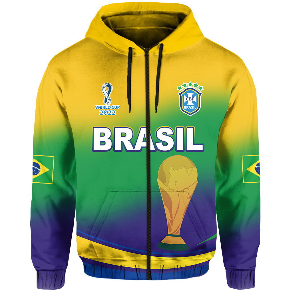 Custom Brazil Football Hoodie Soccer 2022 World Cup Selecao Brazil Campeao Style Color Flag LT13