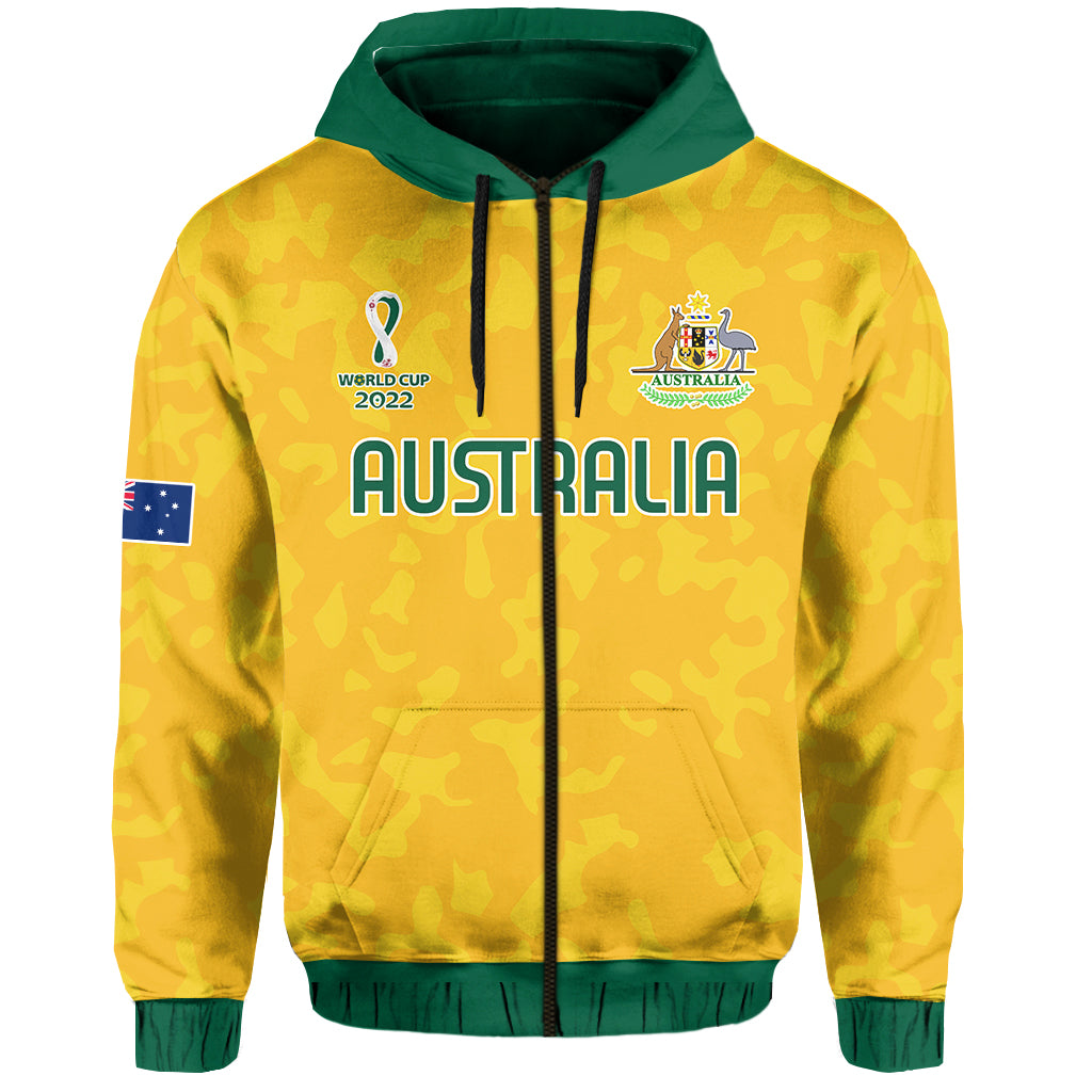 Custom Australia Soccer Hoodie World Cup Football 2022 Socceroos with Kangaroos LT13