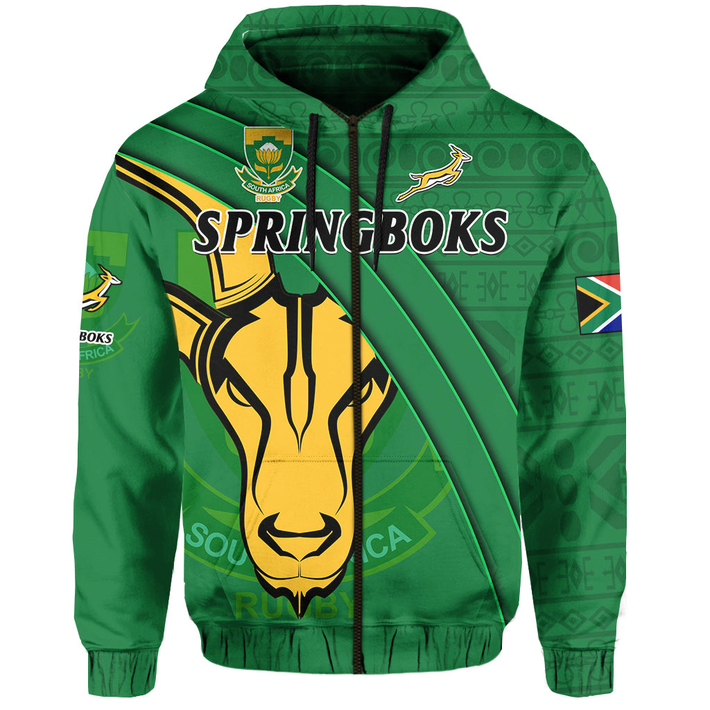 South Africa Rugby Hoodie Bokke Springbok With African Pattern Stronger Together LT14