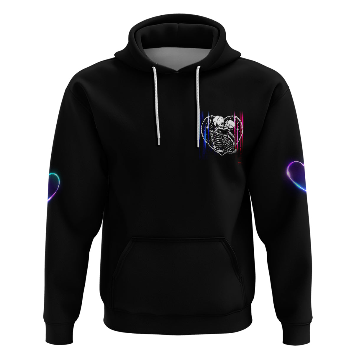 Love You To Death Neon Skull Kiss Couple All Over Print Hoodie LT13