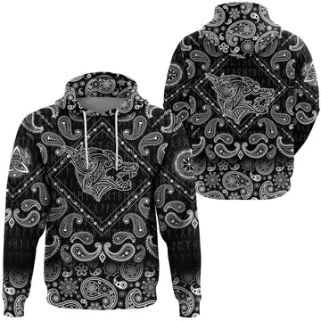Viking Hoodie Haiti Pattern Style with Bandana Paisley Style RLT12