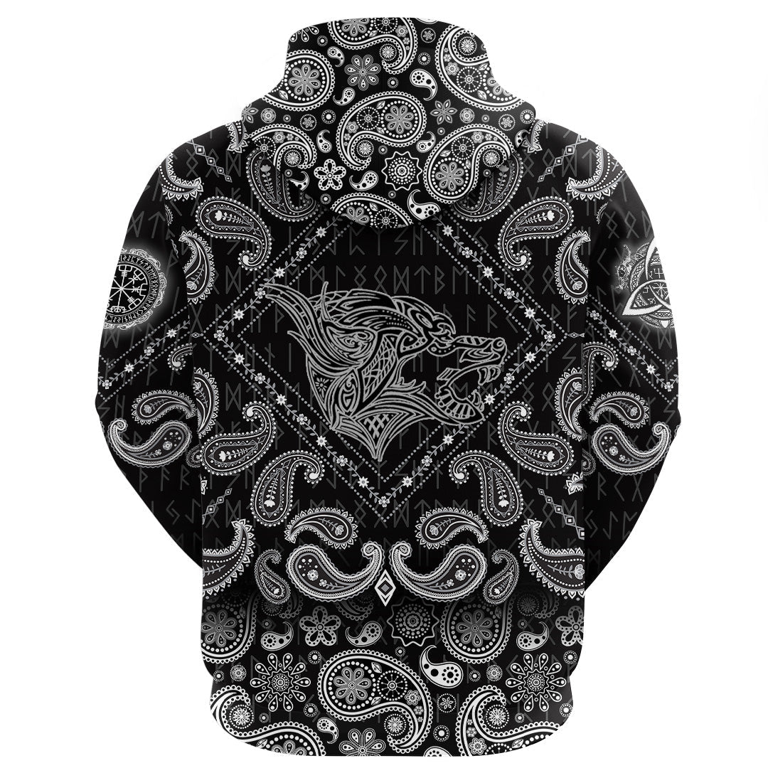Viking Hoodie Haiti Pattern Style with Bandana Paisley Style RLT12