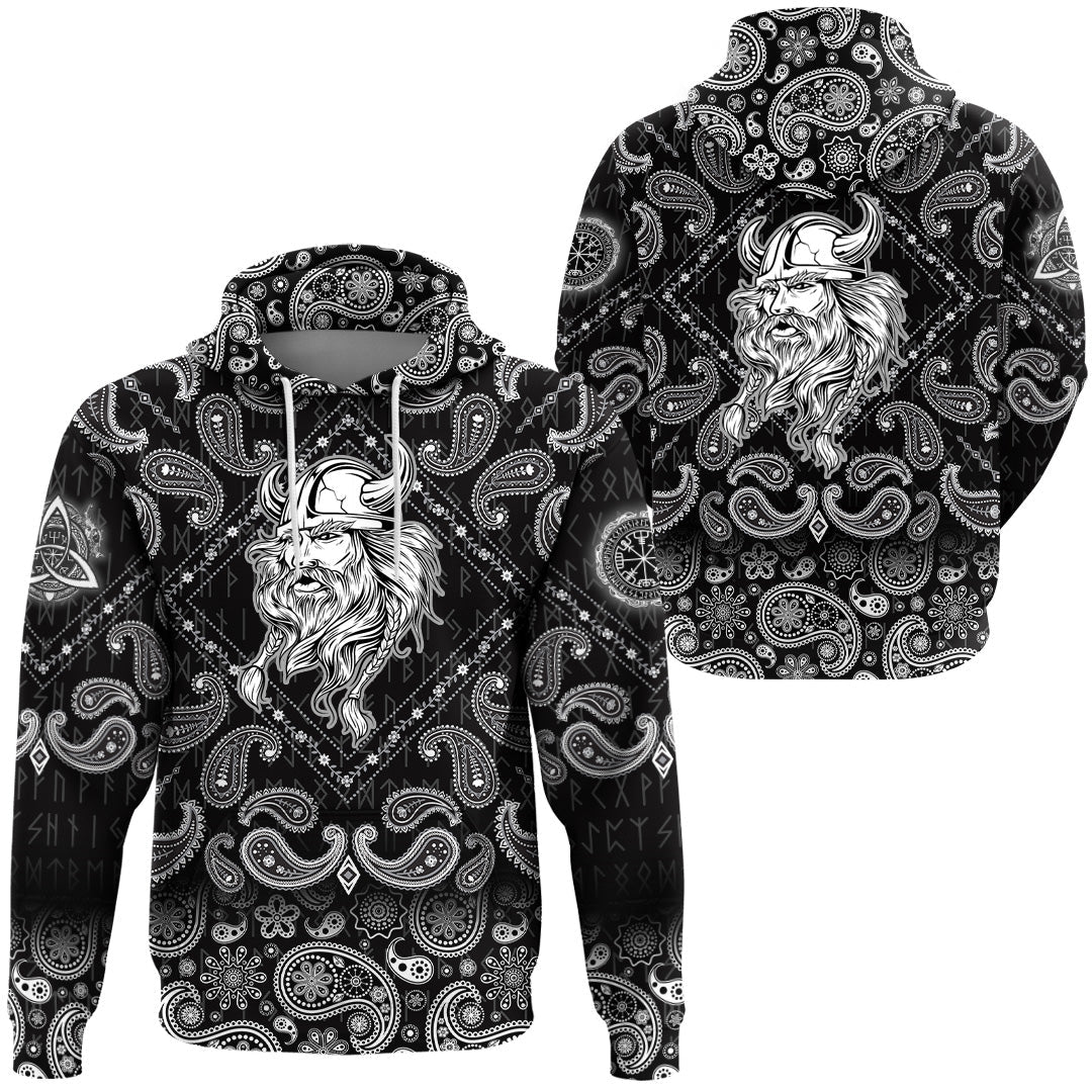 Viking Hoodie Head Viking with Bandana Paisley Style RLT12
