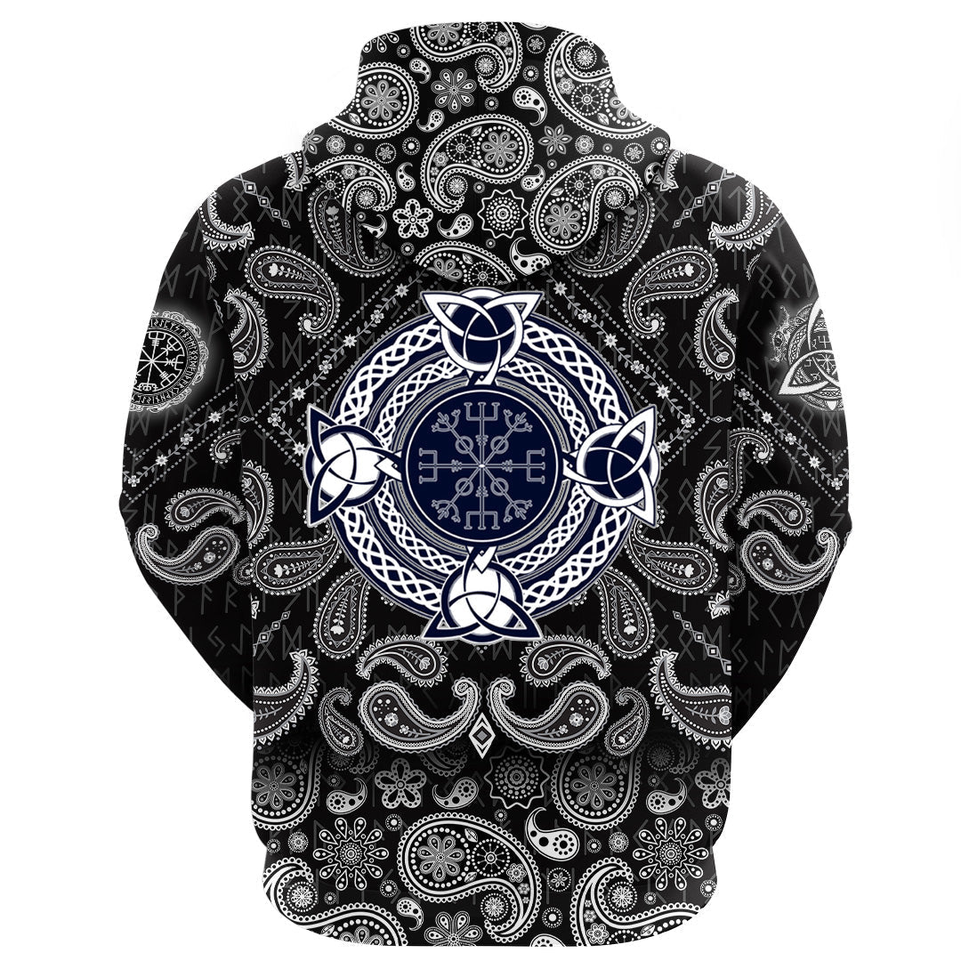 Viking Hoodie Helm Of Awe Celtic Trinity Knot with Bandana Paisley Style RLT12