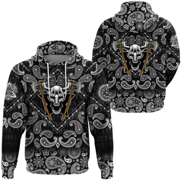 Viking Hoodie Helmet Head with Bandana Paisley Style RLT12