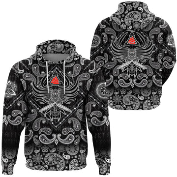 Viking Hoodie Helmet Of The and Two Swords Valknut with Bandana Paisley Style RLT12