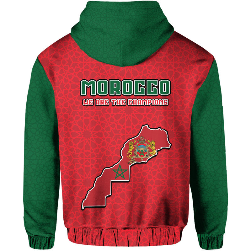Morocco Football Mixed Flag Map Style Zip Up And Pullover Hoodie LT9