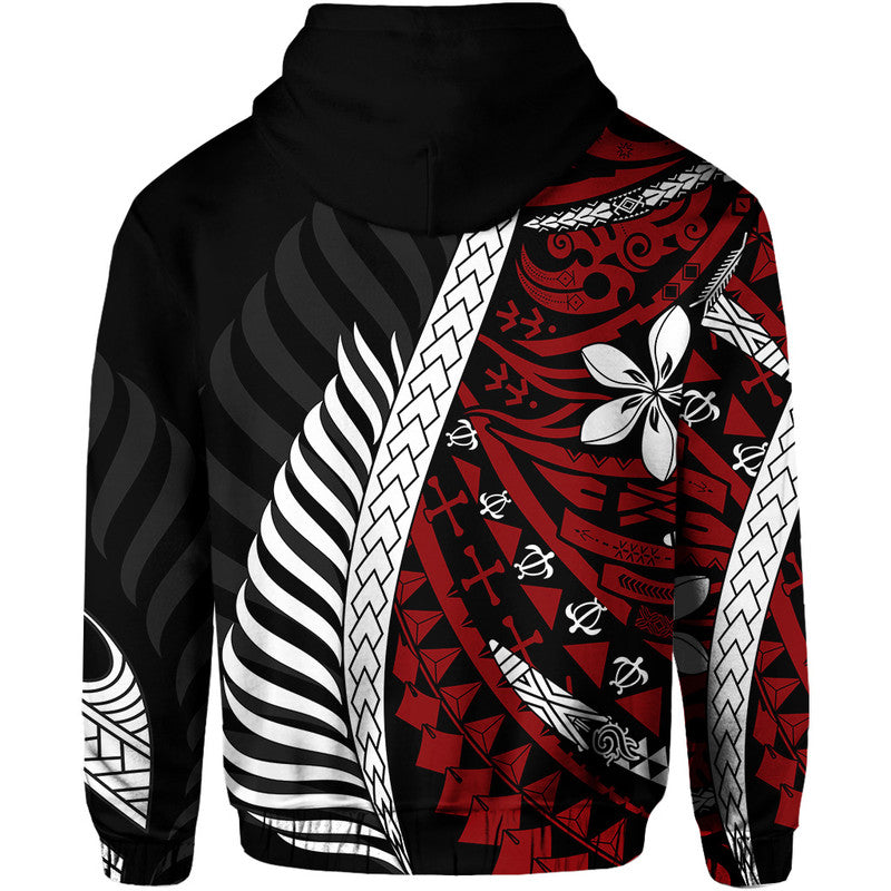 Mate Maa Tonga Mixed Aotearoa Kiwis Rugby Hoodie Silver Fern Mixed Polynesian Style LT9