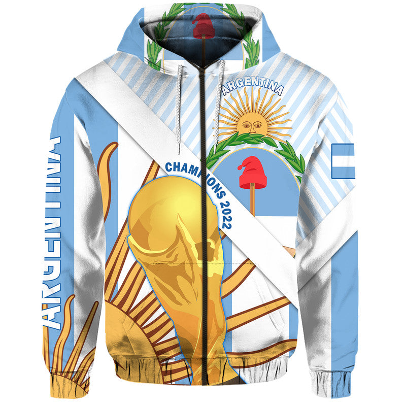 Custom Argentina Champions Football 2022 Hoodie La Albiceleste Sol de Mayo LT9