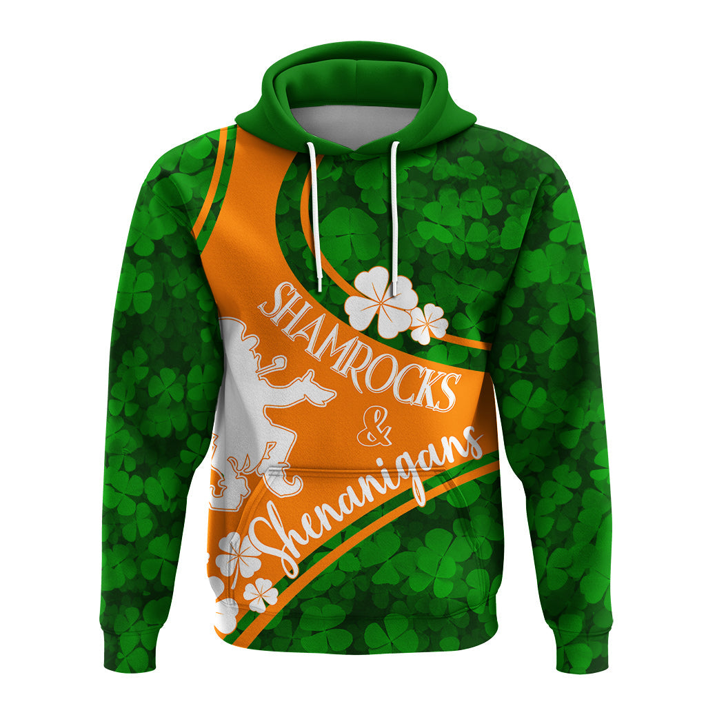 Saint Patrick Day Hoodie Shamrocks And Shenanigans - Irish Flag Style LT7