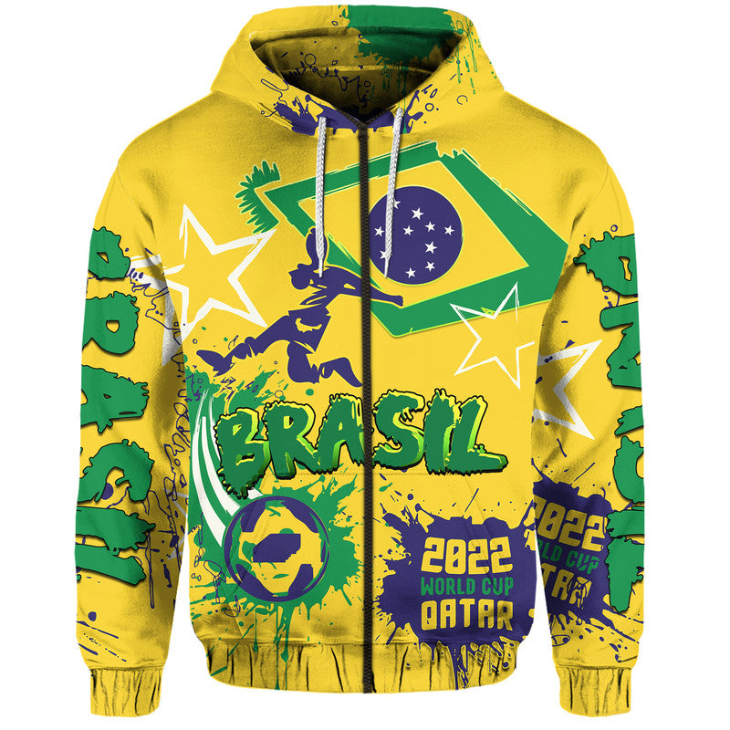 Custom Brazil Football 2022 Hoodie LT9