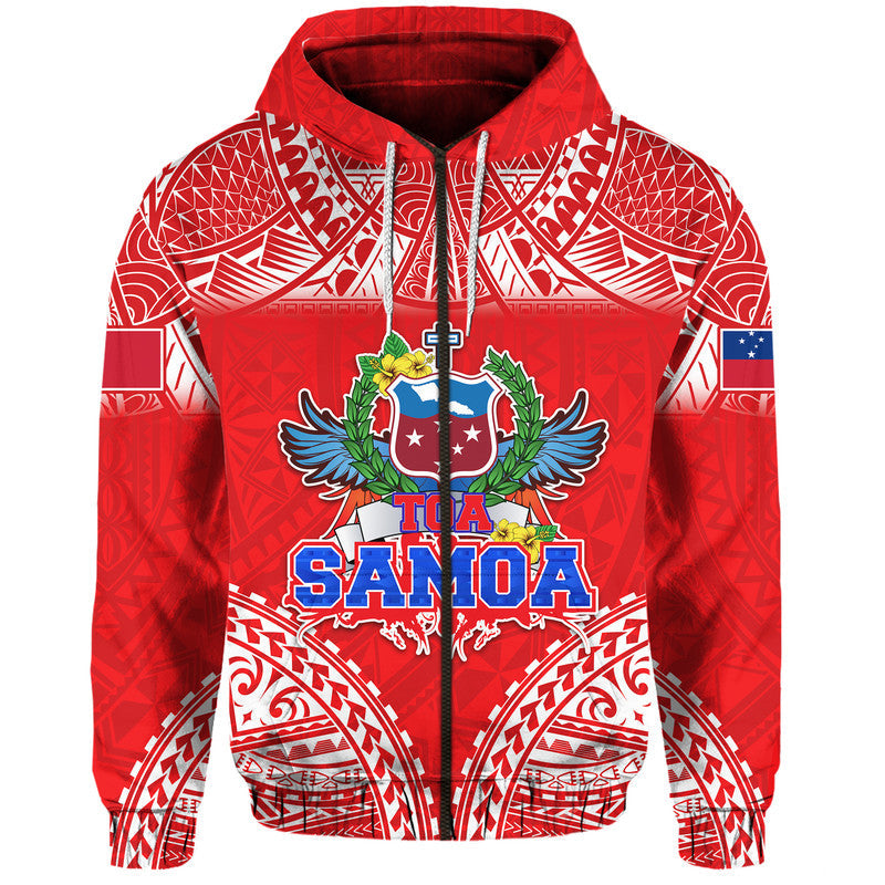 Toa Samoa Polynesian Rugby Hoodie Samoan Flag Red Color LT9