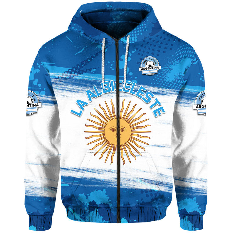 Custom Argentina Sol de Mayo La Albiceleste Flag Style Hoodie Blue LT9