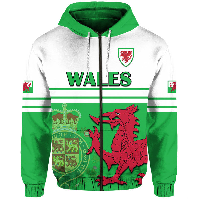 Custom Wales Football Hoodie Cymru Coat of Arms LT9