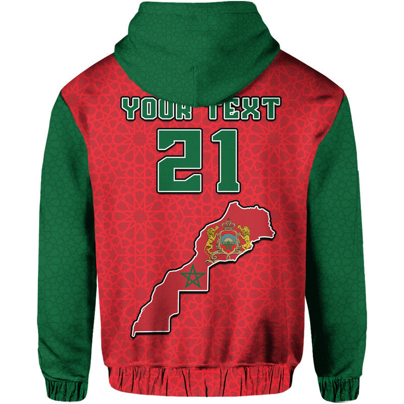 Custom Morocco Football Mixed Flag Map Style Hoodie LT9