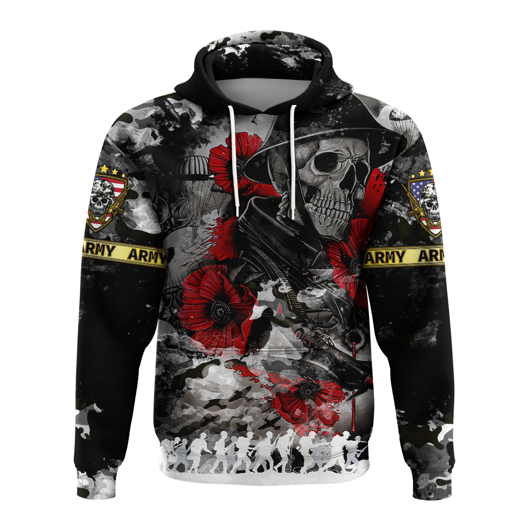 Skull Camo - U.S Army Undying Love For The Motherland Hoodie - LT2