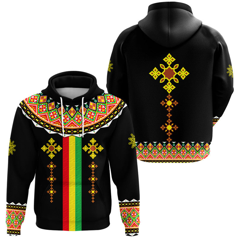 Ethiopia Cross Hoodie Geometric Ethnic LT9