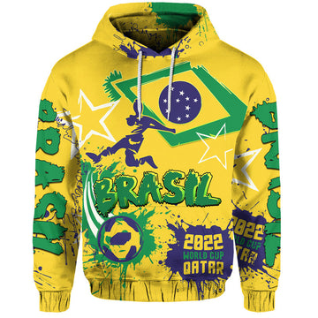 Custom Brazil Football 2022 Hoodie LT9