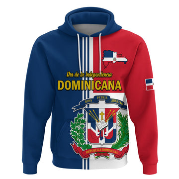 Custom Dominican Republic Dia de la Independencia Hoodie Coat Of Arms And Flag Map LT9