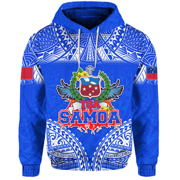 Toa Samoa Polynesian Rugby Hoodie Samoan Flag Blue Color LT9