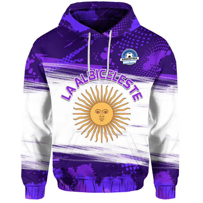 Custom Argentina Sol de Mayo La Albiceleste Flag Style Hoodie Purple LT9