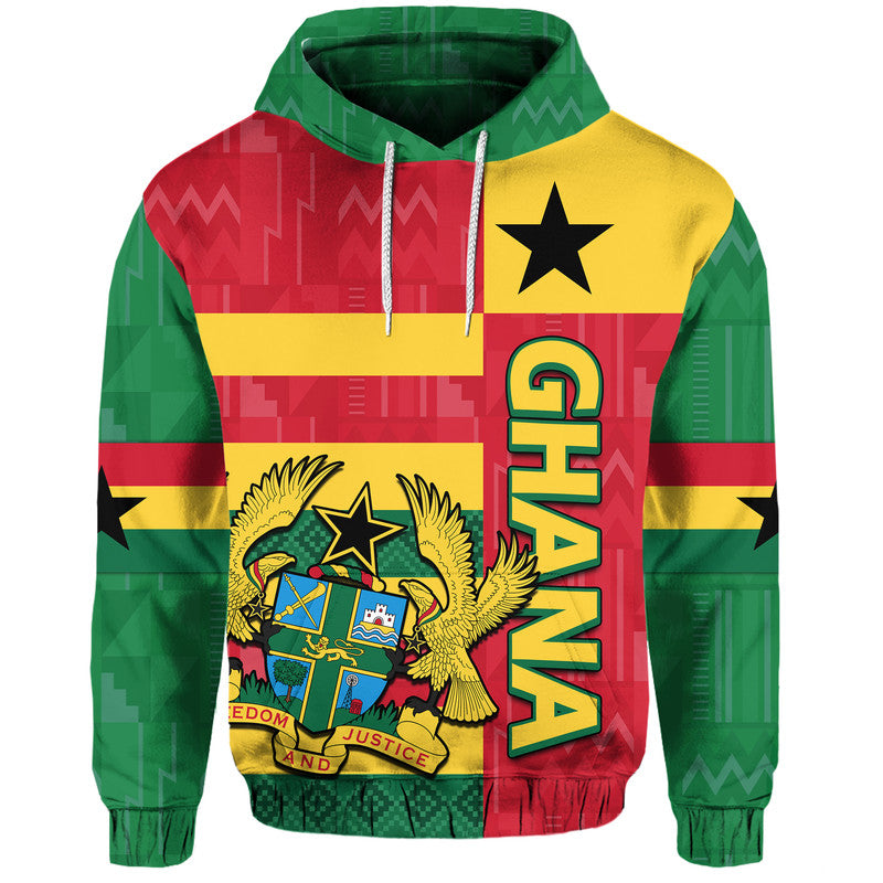 Ghana Football Flag Color Mixed Kente Pattern Hoodie LT9