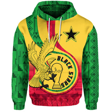 Ghana Football Black Star and Golden Tawny Eagles Hoodie LT9