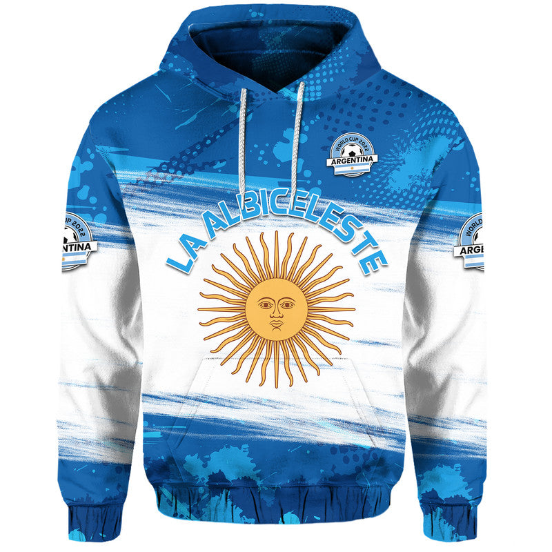 Custom Argentina Sol de Mayo La Albiceleste Flag Style Hoodie Blue LT9