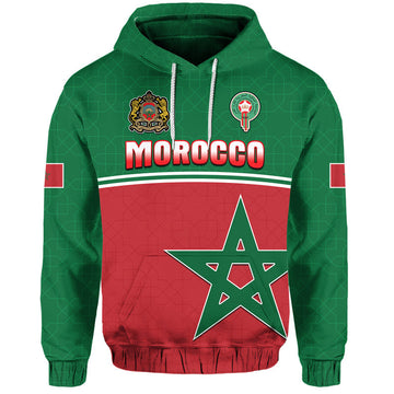 Morocco Football Geometric Halftone Pattern Zip Up And Pullover Hoodie LT9