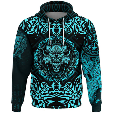 Viking Hoodie Fenrir Viking Cyan 3D RLT12