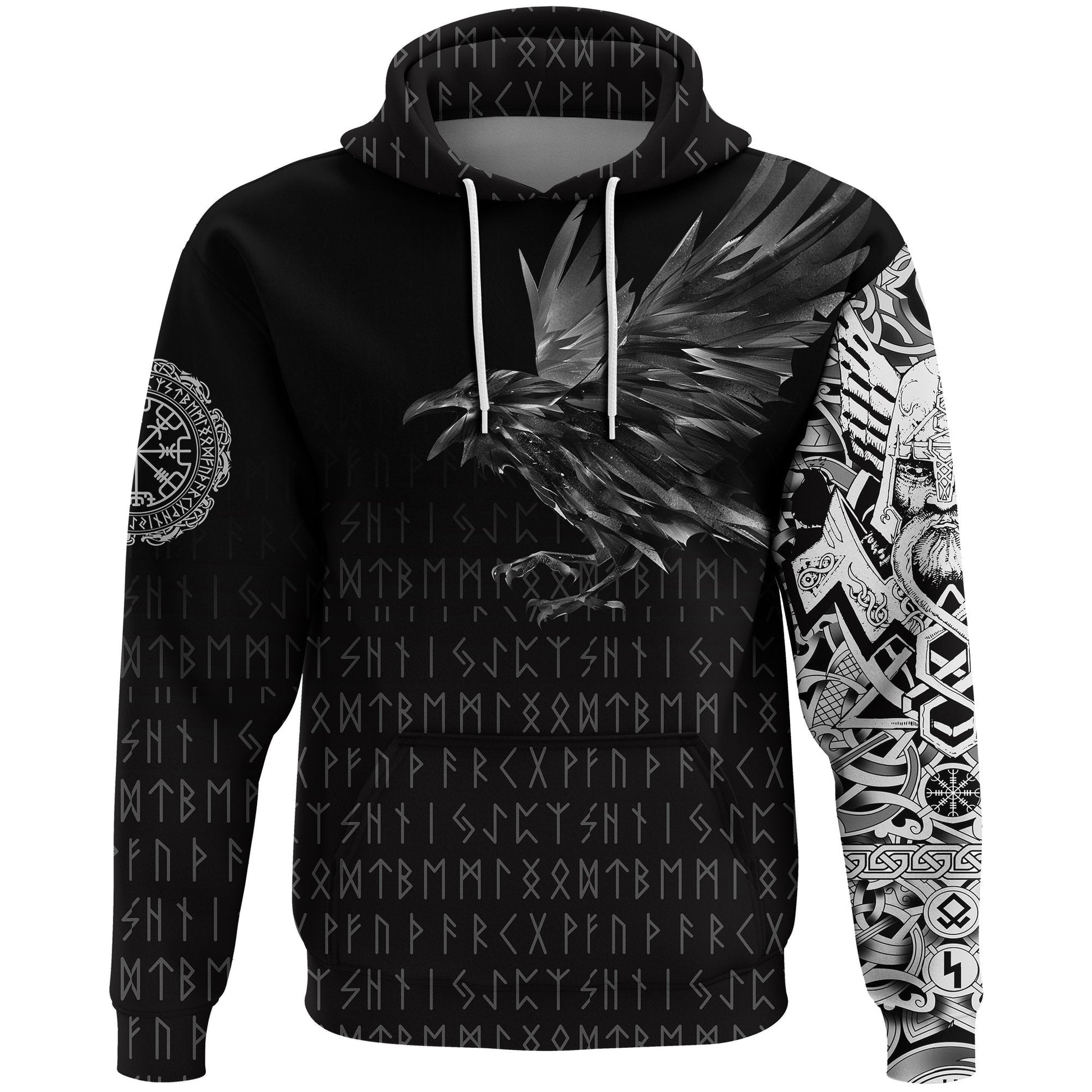 Viking Hoodie The Raven Of Odin Rune RLT12