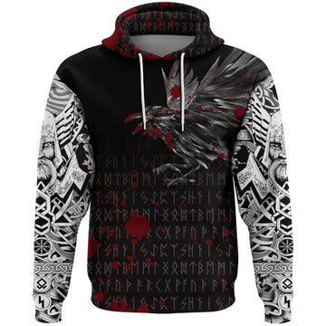 Viking Hoodie The Raven Of Odin Rune Blood RLT12
