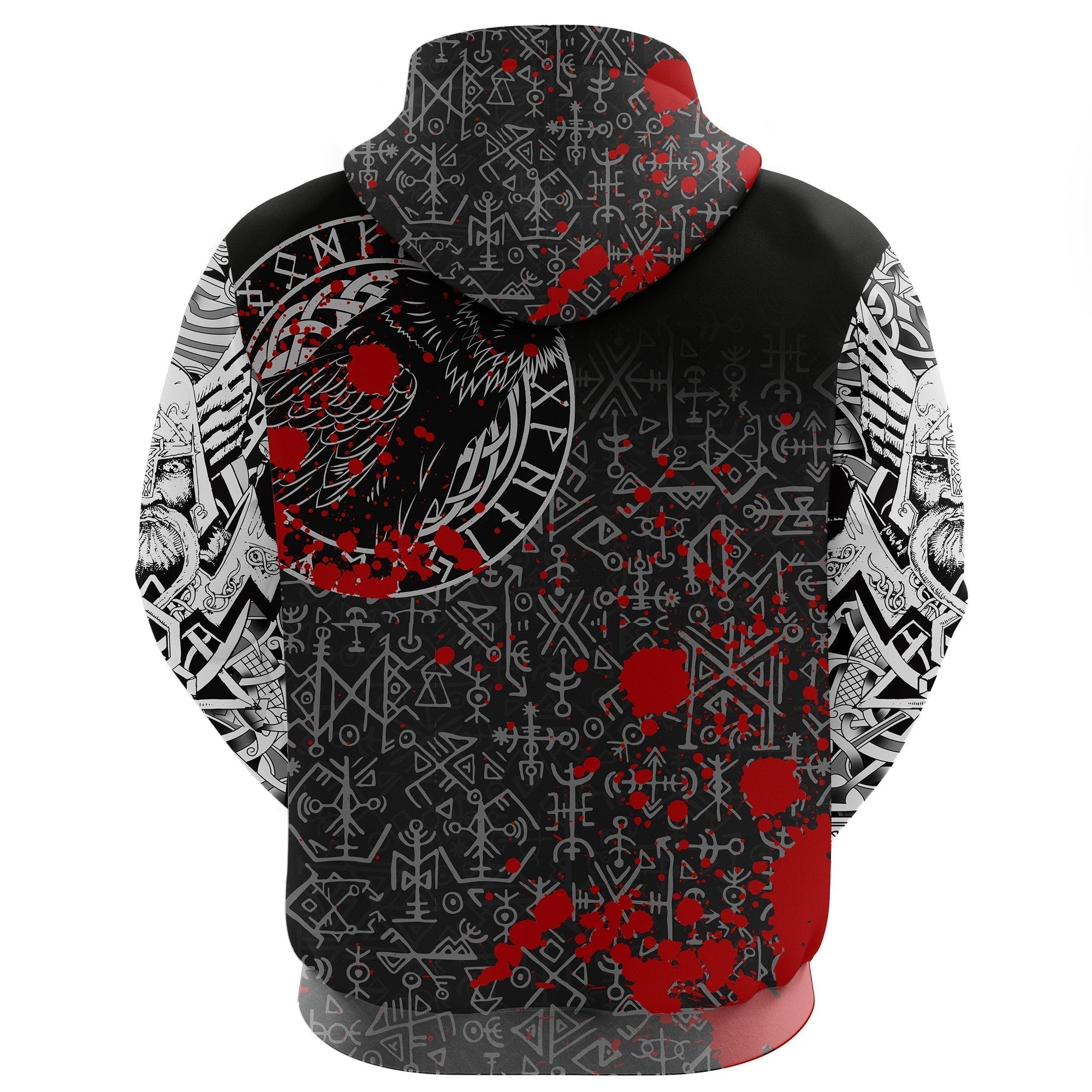Viking Hoodie Odin Raven Rune Futhark Blood RLT12