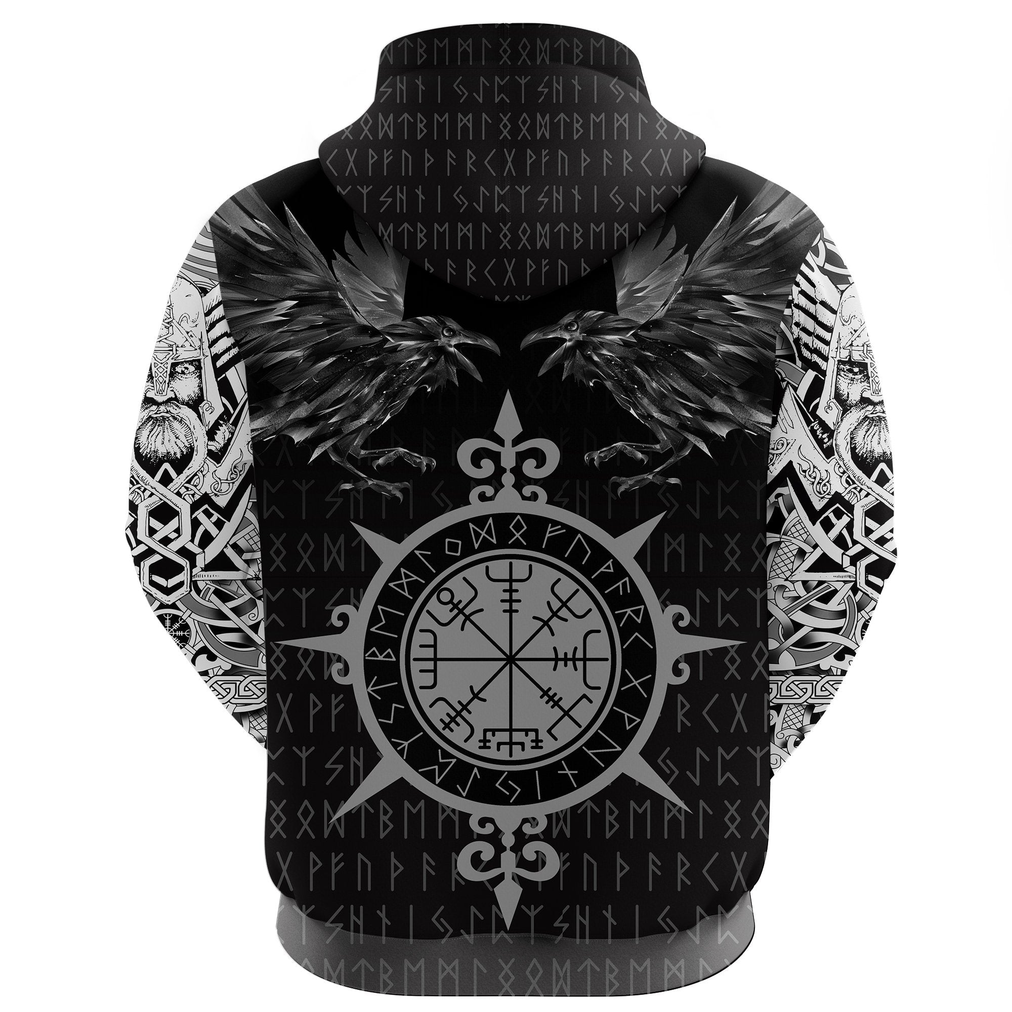 Viking Hoodie Odin Huginn and Muninn Rune RLT12