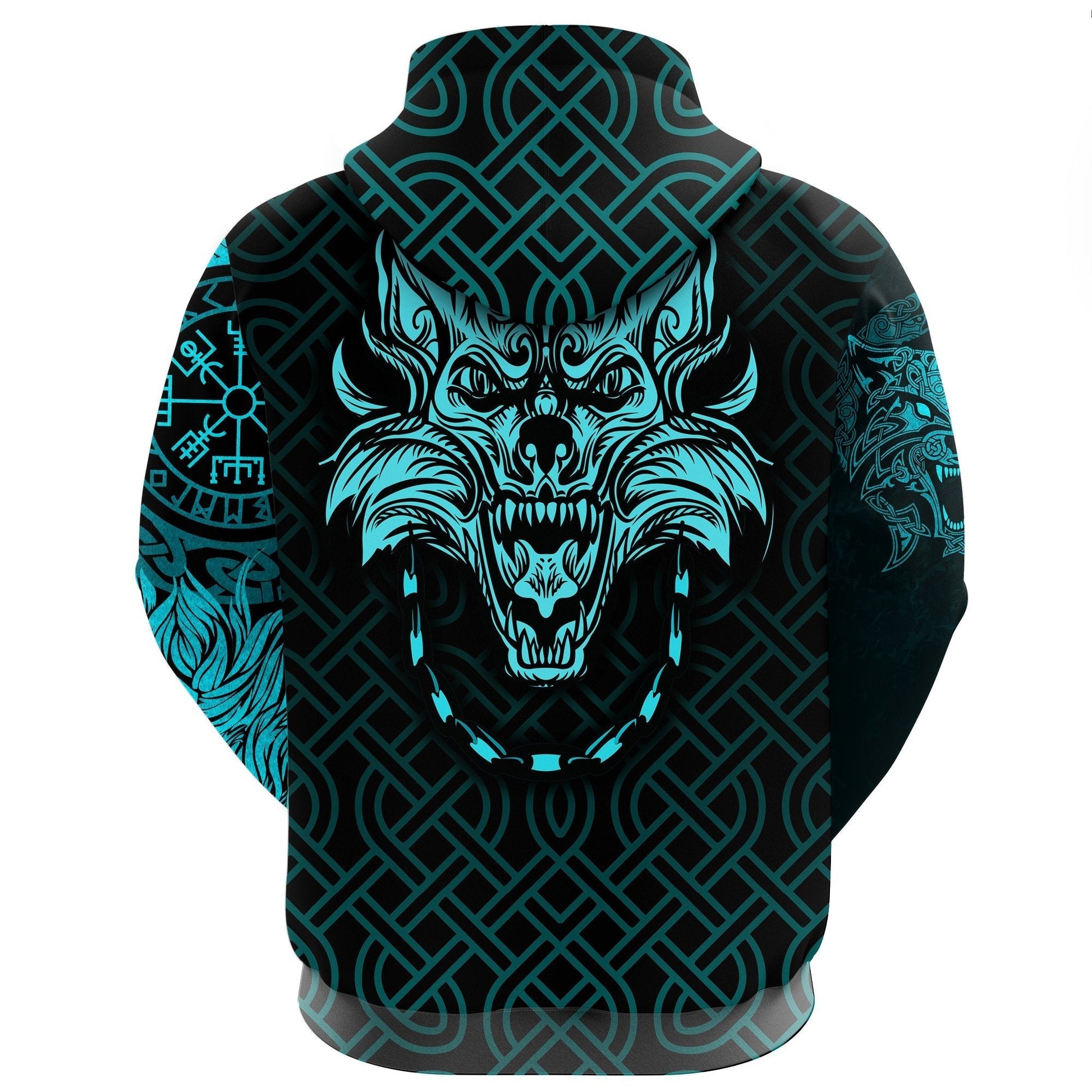 Viking Hoodie Fenrir Viking Cyan 3D RLT12