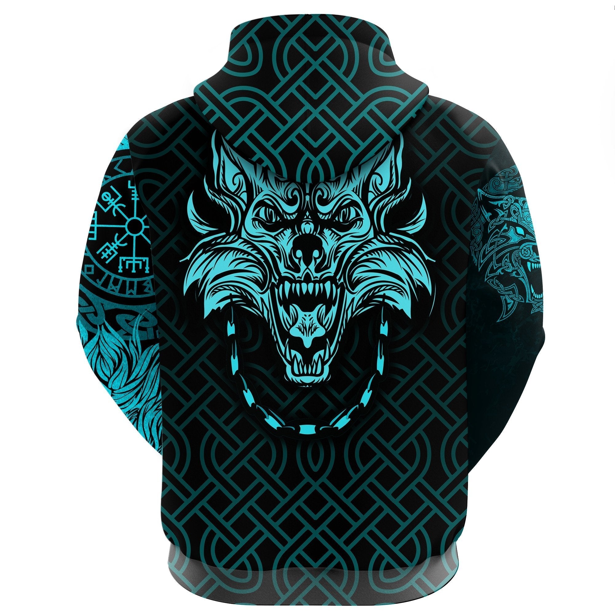 Viking Hoodie Fenrir Viking Cyan 3D RLT12