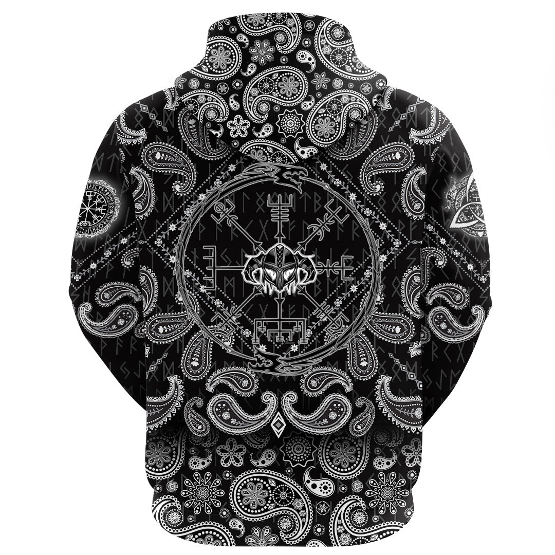 Viking Hoodie Horror Helmet Magic Runic with Bandana Paisley Style RLT12
