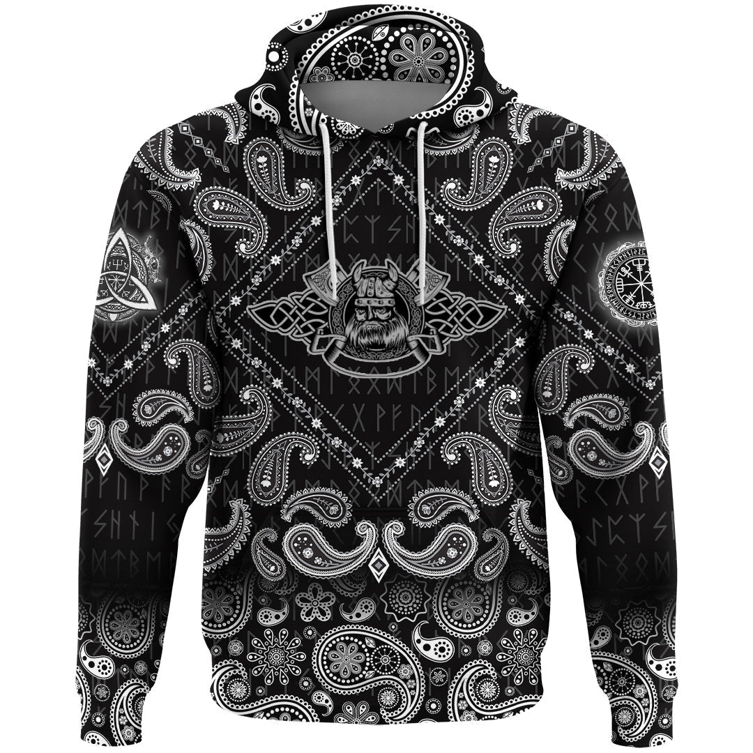 Viking Hoodie In Helmet With Horns with Bandana Paisley Style RLT12