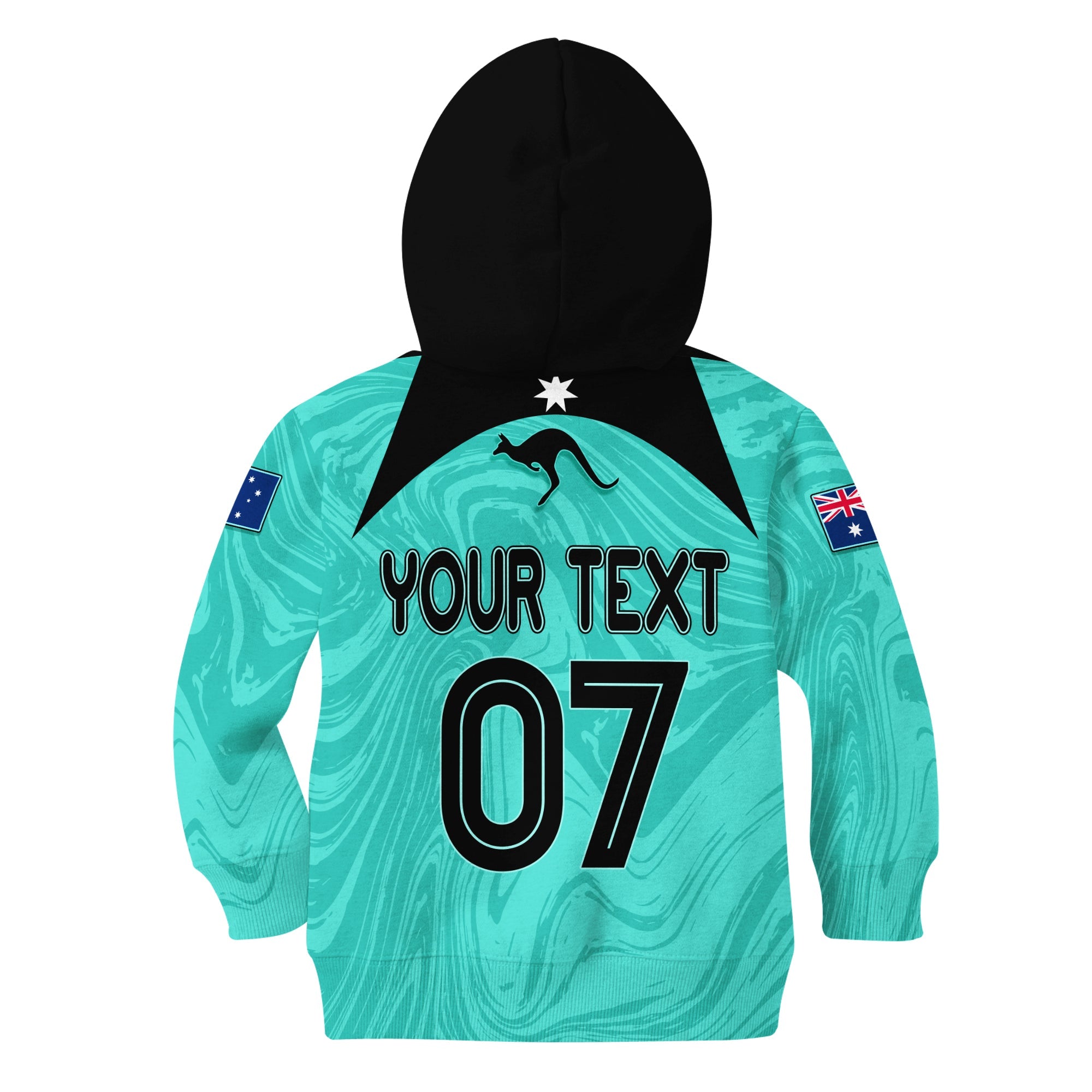 Personalised Aussie Matildas Hoodie 2024 Sam Kerr World Cup Marble Patterns - Turquoise LT7