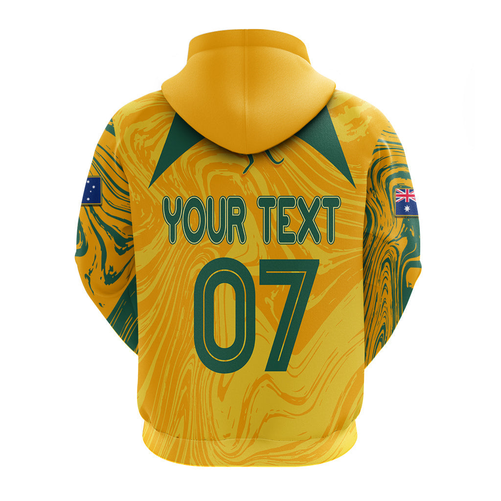 Personalised Aussie Matildas Hoodie 2024 Sam Kerr World Cup Marble Patterns LT7