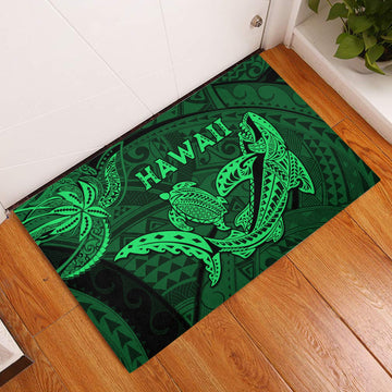 Hawaii Shark and Turtle Door Mats With Green Kakau LT9