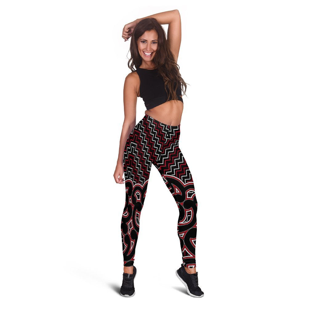 New Zealand Women's Leggings Maori Graphic Tee Patterns Red LT6