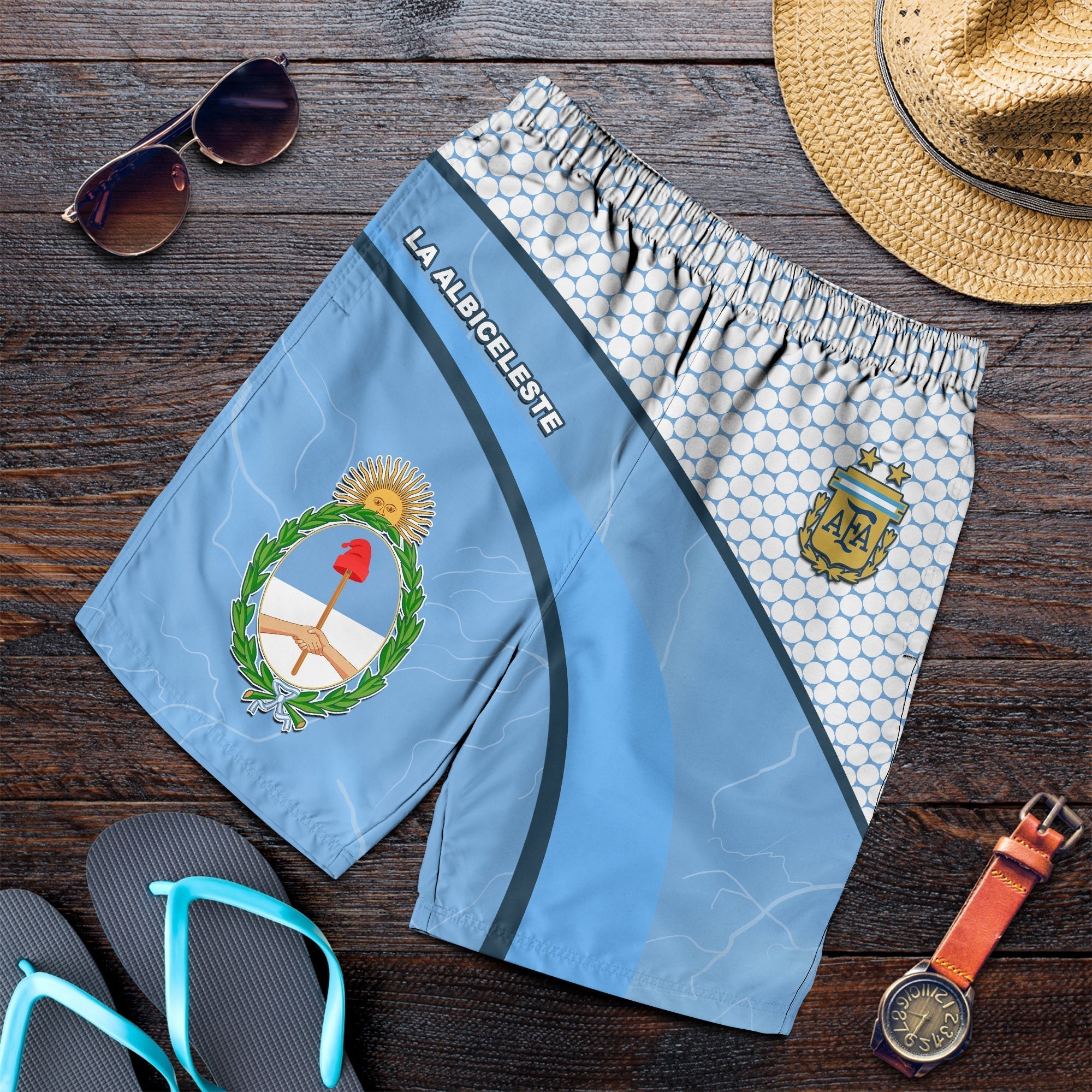 Argentina Football 2022 Men Shorts Champions Blue Sky May Sun LT13