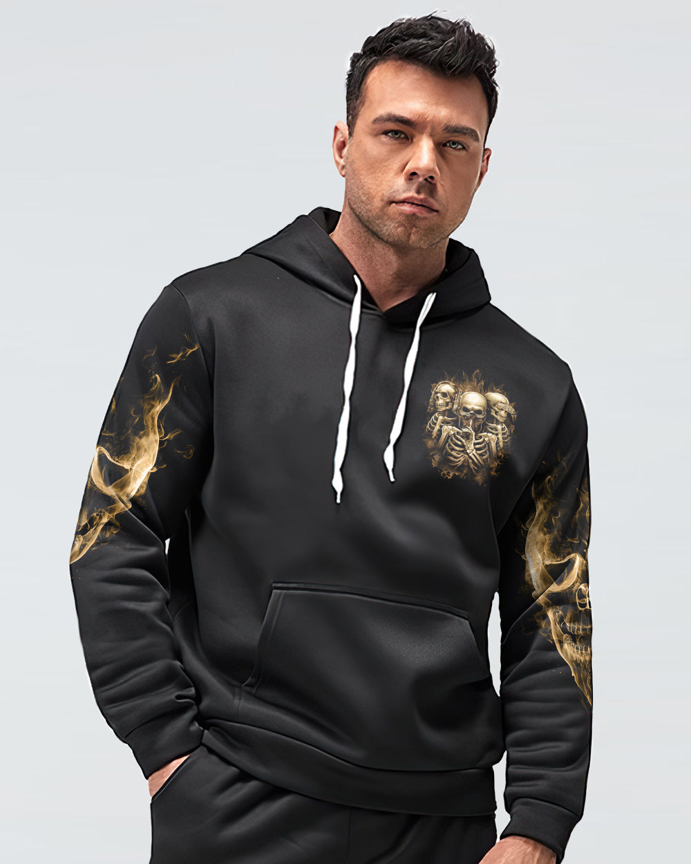 Mens Skull Hoodie Stuck Between IDK IDC And IDGAF