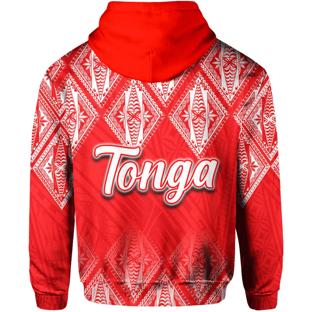 Tonga Hoodie Ngatu White and Red Style LT6