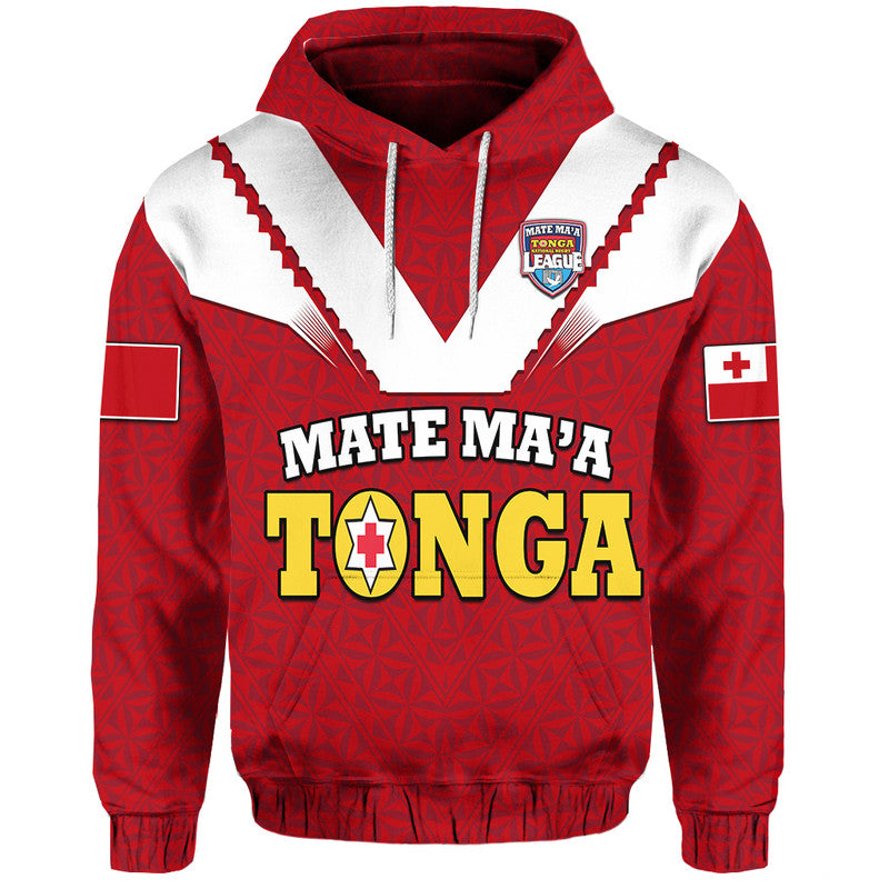 Mate Maa Tonga Rugby Hoodie Tongan Kupesi Red Style LT9