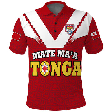 Mate Maa Tonga Rugby Polo Shirt Tongan Kupesi Red Style LT9