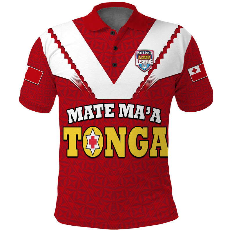 Mate Maa Tonga Rugby Polo Shirt Tongan Kupesi Red Style LT9
