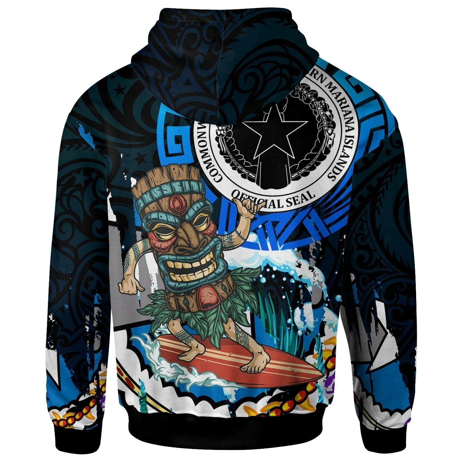 Northern Mariana Islands Hoodie CNMI Polynesian Culture with Tiki Surf Style LT10